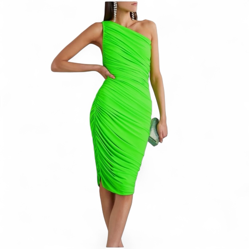 Norma Kamali Neon One-Shoulder Dress Sz XL brand new